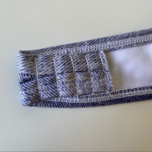 La Vie En Rose Aqua Swimsuit Bikini Top Denim Style Wrap Tie Size Small - Picture 7 of 11